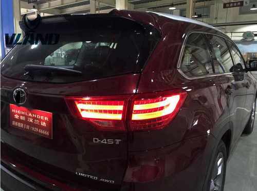 Задні ліхтарі LED для Toyota Highlander 2014+ BMW стиль (червоні)