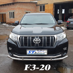 Защита переднего бампера двойная для Toyota LC Prado150 2018+