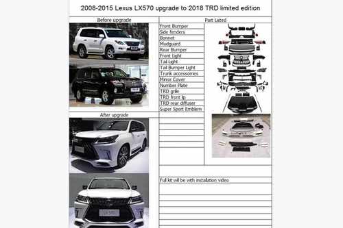 Комплект рестайлінгу Lexus LX з моделі на 2008-2015 TRD Superior 2018+