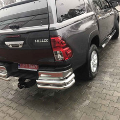 Захист заднього бампера куточки подвійні для Toyota Hilux 2016+