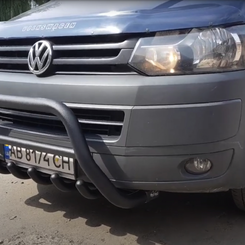 Кенгурятник с перемычкой и грилем D60 для Toyota Prado 120 (WT003, черный мат)