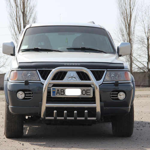 Кенгурятник високий з двома перемичками і грилем для Mitsubishi Pajero Sport 1998-2008