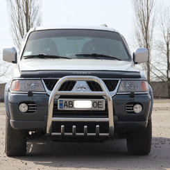 Кенгурятник високий з двома перемичками і грилем для Mitsubishi Pajero Sport 1998-2008