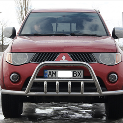 Кенгурятник високий з захистом бамперу для Mitsubishi Pajero Sport 2008-2015