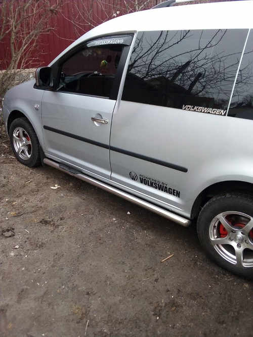 Пороги труба нерж. для VW Caddy 2004- /Ø60