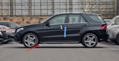 Бризковики передні для Mercedes ML166/GLE з порогами 2012-2019