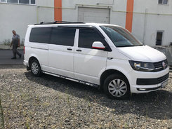 Рейлинги алюминиевые интегрированные для VW T5, T6 черные (Короткая база)