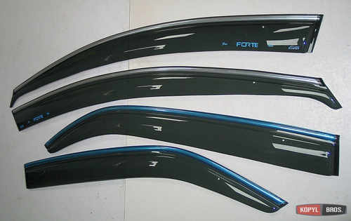 Дефлектори вікон вітровики з хром окантовкою (нерж.) для Kia Cerato/Forte 2009-2012