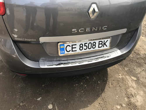 Накладка на задний бампер с загибом (нерж.) для Renault Grand Scenic 2009-2016