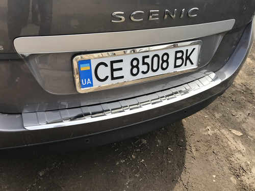 Накладка на задний бампер с загибом (нерж.) для Renault Grand Scenic 2009-2016