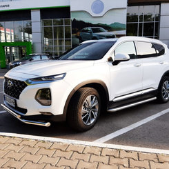 Захист передній подвійний (чорний метал) для Hyundai Santa Fe 2018+