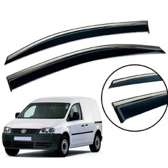 Дефлектори вікон (вітровики) для Volkswagen Caddy 2004-2020 з нерж. хром полоскою накладні