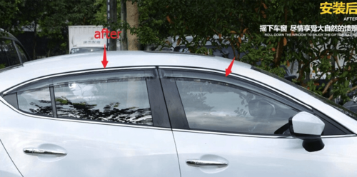 Дефлектори вікон вітровики з хром окантовкою (нерж.) для Mazda 3 2013+