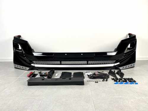 Спідниця переднього бампера (чорна) з LED для Toyota Land Cruiser Prado 150 2013-2017