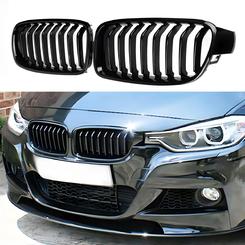 Решітка радіатора ніздрі M performance BMW 3 series F30 F31 чорний глянець 2шт.