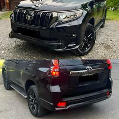 Обвес ONYX BLACK Toyota Land Cruiser Prado 150 2018-2023 цвет черный 202, юбка передняя, задняя, накладки птф