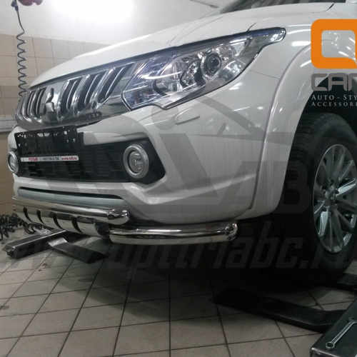 Захист переднього бампера Mitsubishi L200 (2016-2019)/ Fiat FullBack (подвійний Shark) d60/60