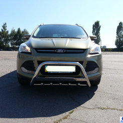 Кенгурятник с надписью и грилем D60 для Ford Kuga 2013+ (WT004)