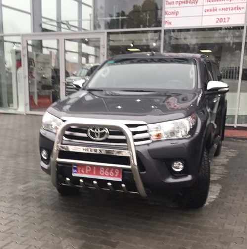 Кенгурятник з написом високий для Toyota Hilux 2016+