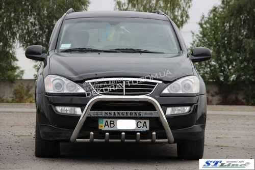 Кенгурятник з написом і грилем D51 для Ssang Yong Kyron 2007+ (WT004)