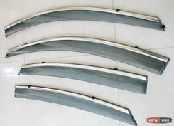 Дефлектори вікон вітровики з хром окантовкою (нерж.) для Kia Rio седан 2011+