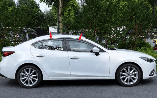 Дефлектори вікон вітровики з хром окантовкою (нерж.) для Mazda 3 2013+