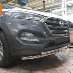 Захист переднього бампера Hyundai Tucson (2015-) (подвійний) d60/42