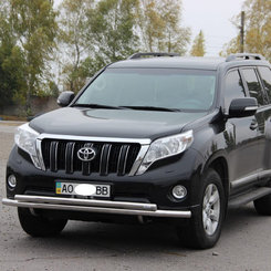 Защита переднего бампера двойная d60/42 для Toyota Land Cruiser 150 (2009-2013, 2013-)