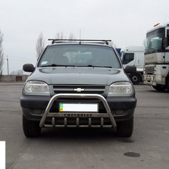 Кенгурятник з написом і грилем D60 для Chevrolet Niva 2006-2012 (WT004)