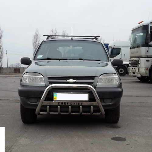 Кенгурятник з написом і грилем D60 для Chevrolet Niva 2006-2012 (WT004)