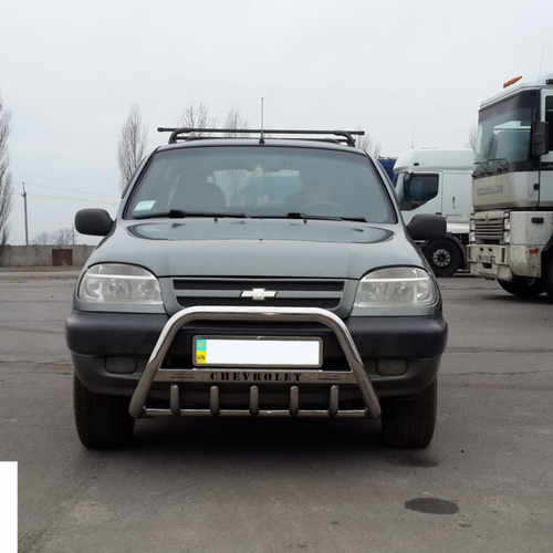 Кенгурятник з написом і грилем D60 для Chevrolet Niva Bertone 2012+ (WT004)