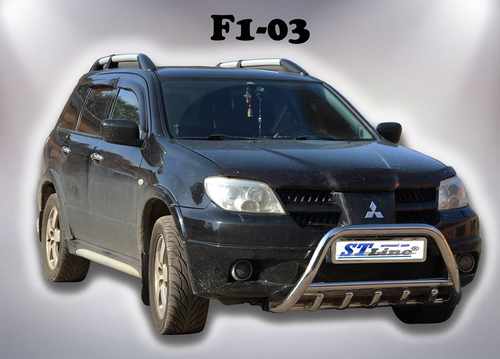 Кенгурятник з перемичкою і грилем для Mitsubishi Outlander 2003-2006 труба 60 мм