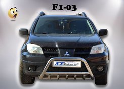 Кенгурятник з перемичкою і грилем для Mitsubishi Outlander 2003-2006 труба 51 мм