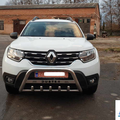 Кенгурятник з написом і грилем D60 для Рено Дастер 2018-2024