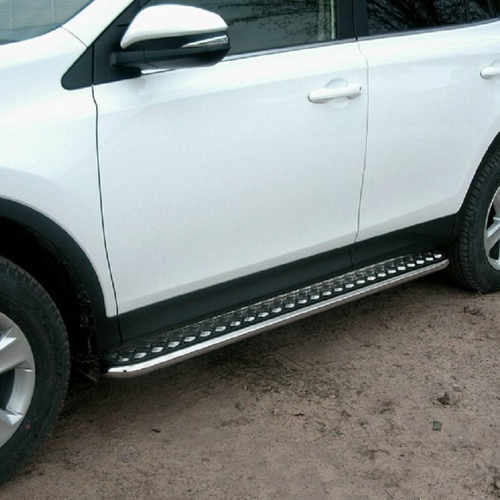 Пороги майданчик нержавіюча сталь для Toyota Rav 4 2013+ пороги з нержавіючої сталі d42 з листом з алюмінію