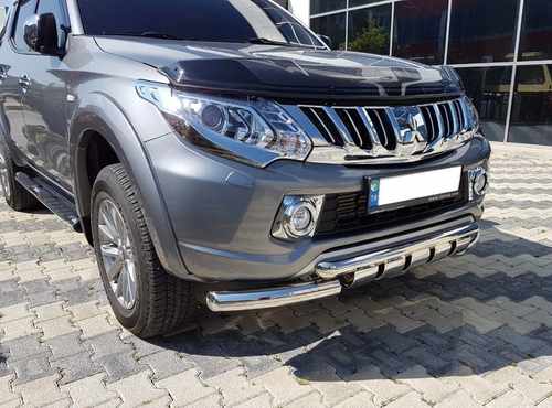 Захист переднього бампера Mitsubishi L200 (2016-2019)/ Fiat FullBack (подвійний Shark) d60/60