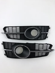 Грати в бампер Audi A6 C7 14-18г For Lamp Case в стилі RS Black Silver