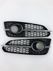 Грати в бампер Audi A8 D4 14-17г For ACC у стилі S8 Silver Black