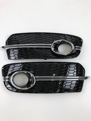 Решетки в бампер Audi Q5 12-16г For ACC Black Silver в стиле S-Line