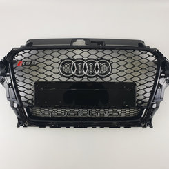 Грати радіатора Audi A3 RS 2013-2015 Full Black Quattro (chrome rings)