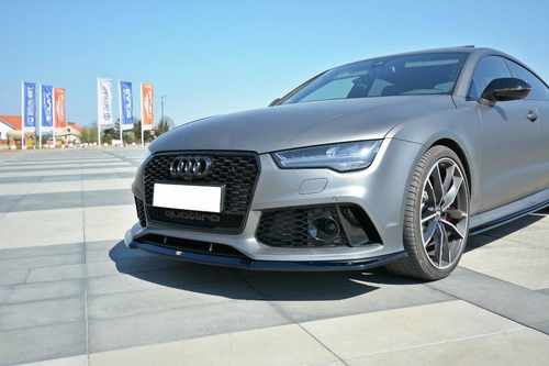 Накладка сплітера на передній бампер Audi A7 2010-2017 рік Чорний