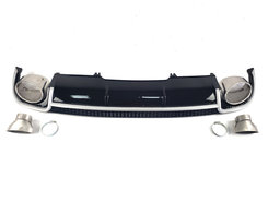 Дифузор (заднього бампера) Black Silver/Chrome Pipe (в стилі RS4) на AUDI A4 B9 2015-2019 року