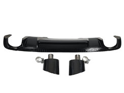 Дифузор (заднього бампера) Full Black/Black Pipe (в стилі RS4) V1 S-Line на AUDI A4 B9 2015-2019 року