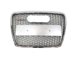 Решетка радиатора Silver Chrome ( в стиле RS6 ) без PDC на AUDI A6 C6 2004-2011 года