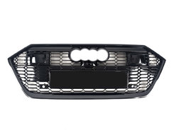 Решетка радиатора Full Black ( в стиле RS7 под камеру и радары ) на AUDI A7 4K 2017-2023 года