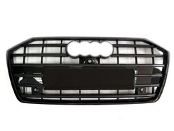 Решетка радиатора Full Black ( в стиле S6 под камеру без радаров ) на AUDI A6 C8 2018-2023 года