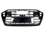 Решітка радіатора Full Black ( в стилі S6 під камеру та радари ) на AUDI A6 C8 2018-2023 року