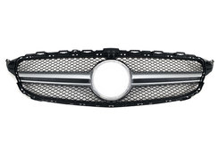 Решетка радиатора Silver ( с местом под камеру ) AMG на Mercedes-Benz C-Class W205 2014-2018 года