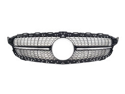 Грати радіатора Black (з місцем під камеру) Diamond на Mercedes-Benz C-Class W205 2018-2021 року