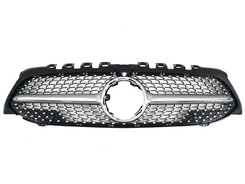 Решетка радиатора Silver (с местом под камеру) Diamond на Mercedes-Benz A-Class W177 2018-2022 года